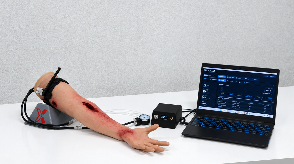 Bleeding arm simulator for emergency medical training